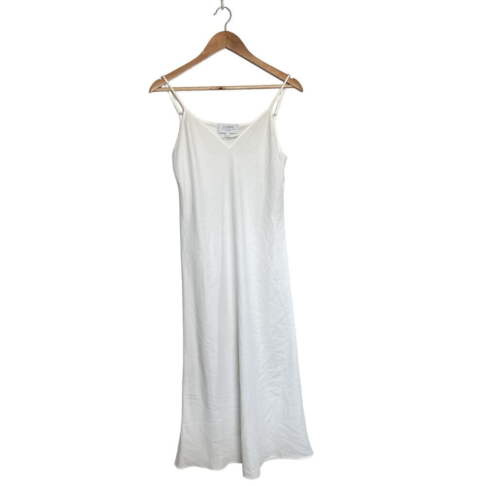 La Ligne V Neck Adjustable Spaghetti Strap Slip Dress Liner Lining White Large